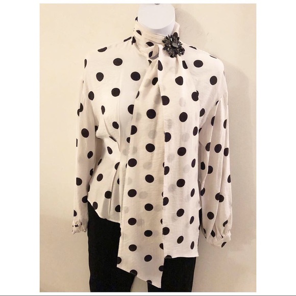 Black and White Polka Dot Blouse - Picture 1 of 4